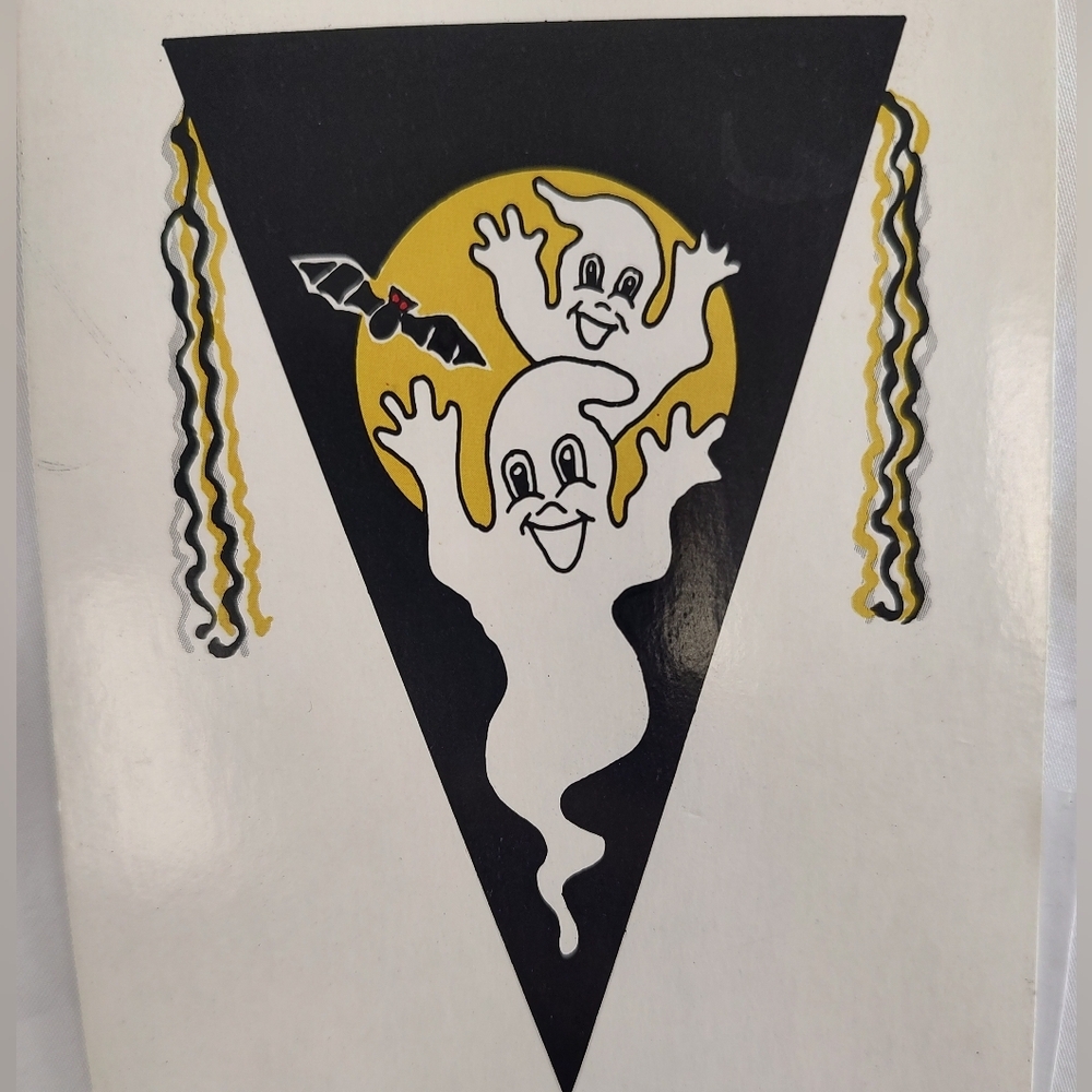 Vintage Fun Flag Halloween Ghost Banner Yard Flag 28"x40" Large Heavy Nylon NOS